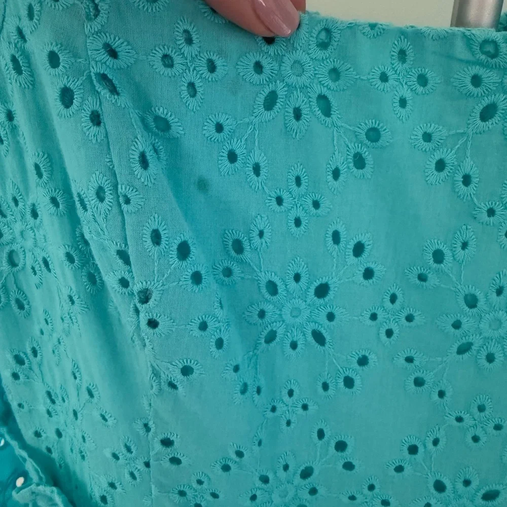 Cara Cara Turquoise Eyelet Midi Dress - Picture 4 of 5
